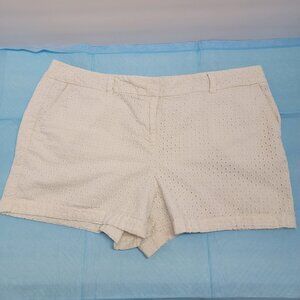 Ann Taylor LOFT Flat Front Eyelet 100% Cotton Flat Front Mini Shorts 14 Original